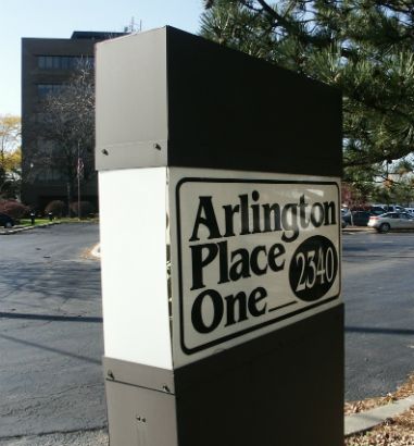 Arlington Place One.  Building identification lighted sign. 